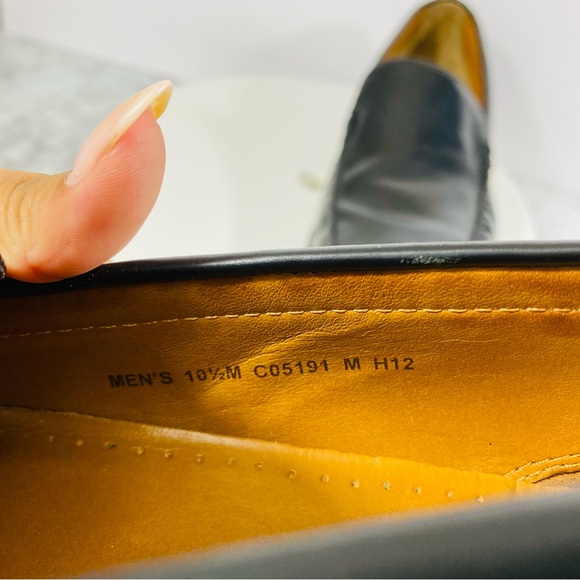 Cole Haan Leather Oxford Loafers Mens 10.5M Black Square Toe Comfort Slip On - Picture 5 of 7